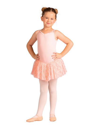 DanzNMotion Child Moirine Bow Print Dress