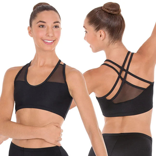 Eurotard Womens Strappy Sports Bra with Mesh Back Detail