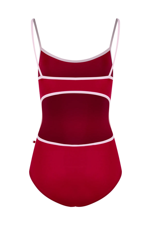 Yumiko Adult Red Camisole with wide back cutout.